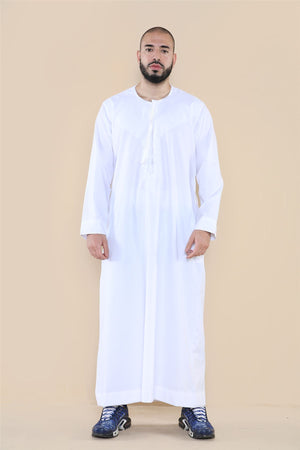 Men's Thobe Jubba Islamic Clothing Muslim Kaftan Emirati Omani Robe Arab Tassel - White - Thobez - 21