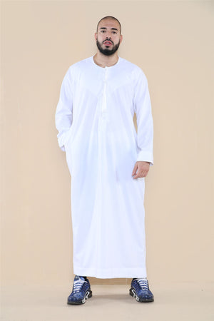 Men's Thobe Jubba Islamic Clothing Muslim Kaftan Emirati Omani Robe Arab Tassel - White - Thobez - 22