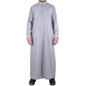 Men's Thobe Jubba Nehru Collar Islamic Clothing Muslim Kaftan Dress Robe - Beige - Thobez - 28