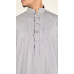 Men's Thobe Jubba Nehru Collar Islamic Clothing Muslim Kaftan Dress Robe - Beige - Thobez - 30