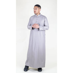 Men's Thobe Jubba Nehru Collar Islamic Clothing Muslim Kaftan Dress Robe - Beige - Thobez - 32