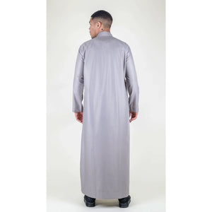 Men's Thobe Jubba Nehru Collar Islamic Clothing Muslim Kaftan Dress Robe - Beige - Thobez - 34