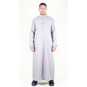 Men's Thobe Jubba Nehru Collar Islamic Clothing Muslim Kaftan Dress Robe - Cream - Thobez - 36