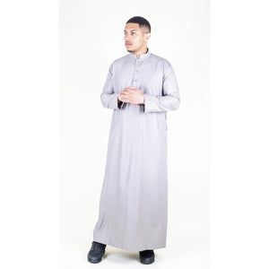 Men's Thobe Jubba Nehru Collar Islamic Clothing Muslim Kaftan Dress Robe - Cream - Thobez - 39