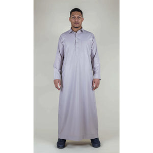 Męska thobe jubba z kołnierzem wykładanym muzułmańska bawełniana kaftan szata arabska - Beżowy - Thobez - 33