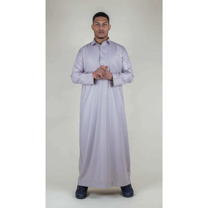 Męska thobe jubba z kołnierzem wykładanym muzułmańska bawełniana kaftan szata arabska - Beżowy - Thobez - 35