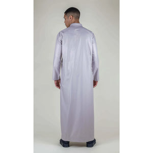 Męska thobe jubba z kołnierzem wykładanym muzułmańska bawełniana kaftan szata arabska - Beżowy - Thobez - 37