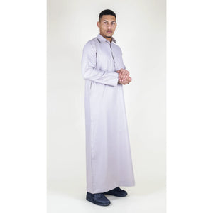 Męska thobe jubba z kołnierzem wykładanym muzułmańska bawełniana kaftan szata arabska - Kremowy - Thobez - 43
