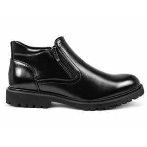 Men's Vegan Leather Side-Zip Casual Ankle Boots - Black - Dolcetto - 6