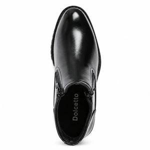Men's Vegan Leather Side-Zip Casual Ankle Boots - Black - Dolcetto - 8