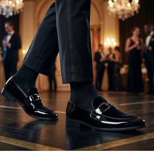 Loafer für Herren aus Samt und Lackleder zum Hineinschlüpfen - Schwarz - Dolcetto - 7
