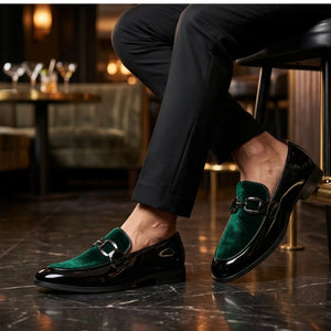 Loafer für Herren aus Samt und Lackleder zum Hineinschlüpfen - Grün - Dolcetto - 2