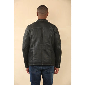 Men's Vintage Black Leather Safari Parka Jacket - Infinity Leather - 7
