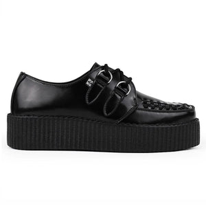 Buty męskie Viva wysokie creeper czarne skórzane na platformie sznurowane gotyckie - TUK - 1