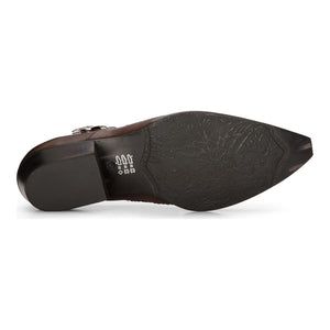 Zapatos de hebilla occidental para hombre de cuero auténtico vintage, perfectos para bailes, equitación y un clásico estilo vaquero - Marrón - Etor - 4