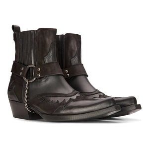 Scarpe Cowboy da Uomo Stivaletti stile Vintage Country in Vera Pelle Appuntate - Nero - Etor - 7