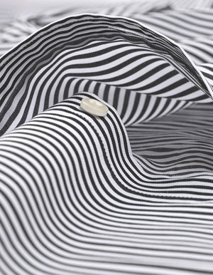 Men's White and black striped contrast collar shirt - Brian Oak - 4
