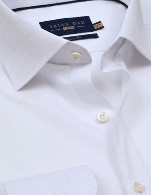 Men's White Floral Textured Smart Fit Shirt - Brian Oak - 2