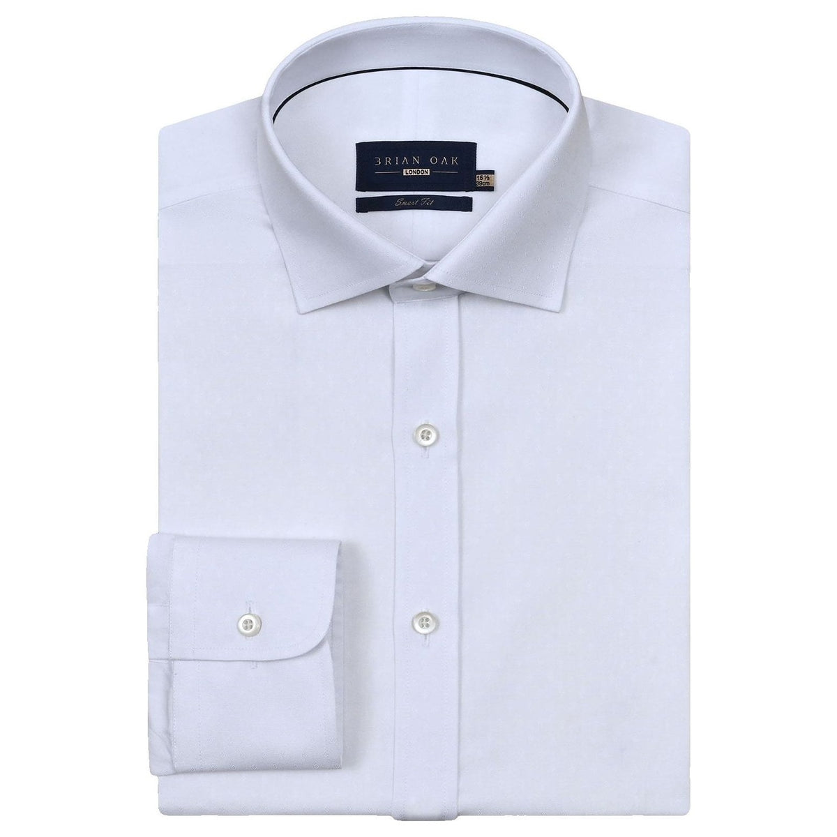 Men's White Self Textured Dobby Shirt - Brian Oak - 1