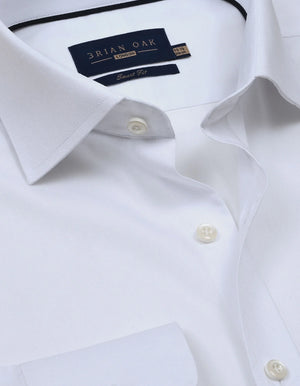 Men's White Self Textured Dobby Shirt - Brian Oak - 3