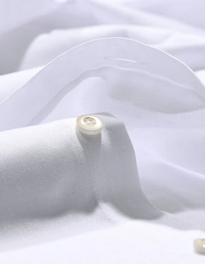 Men's White Self Textured Dobby Shirt - Brian Oak - 5