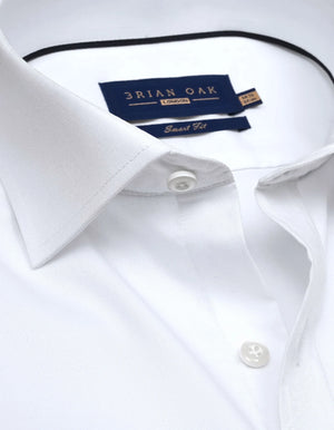 Men's White Self Textured Formal Shirt - Brian Oak - 3