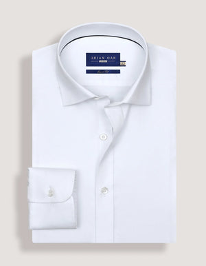 Men's White Self Textured Formal Shirt - Brian Oak - 4