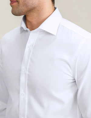 Men's White Self Textured Formal Shirt - Brian Oak - 5