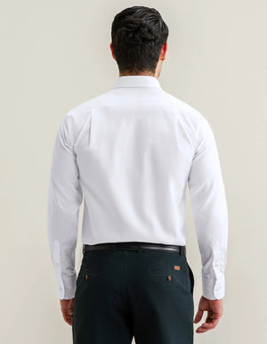 Men's White Self Textured Formal Shirt - Brian Oak - 7