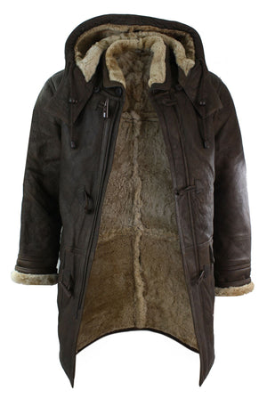 Giacca invernale da uomo in pelle di montone da safari, color zenzero marrone chiaro e cappuccio color zenzero - Infinity Leather - 3