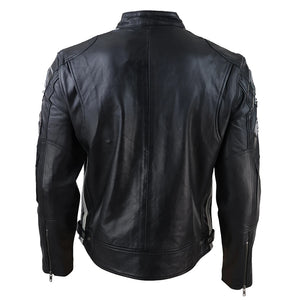 Veste en cuir pour homme style blouson de course biker avec fermeture éclair - Noir - Infinity Leather - 14
