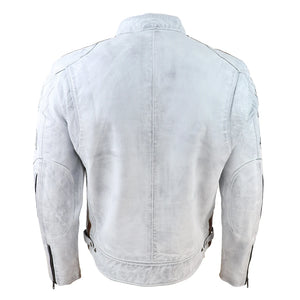 Veste en cuir pour homme style blouson de course biker avec fermeture éclair - Blanc - Infinity Leather - 40