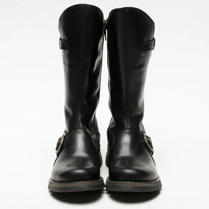 MES2913 - Women's Wedge Heel Buckle Mid Calf Leather Boots - Black - Fly London - 27