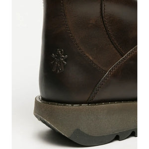 MES2913 - Women's Wedge Heel Buckle Mid Calf Leather Boots - Brown - Fly London - 4