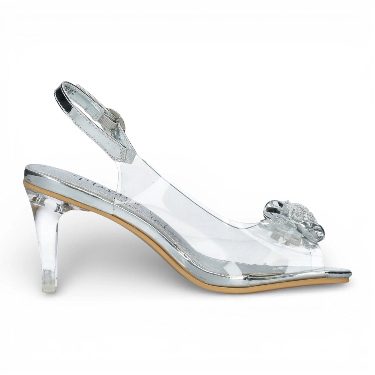 Mira 01 - Women’s Clear Silver Slip-On Heel Sandals - Laura Vita - 1