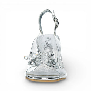 Mira 01 - Women’s Clear Silver Slip-On Heel Sandals - Laura Vita - 2