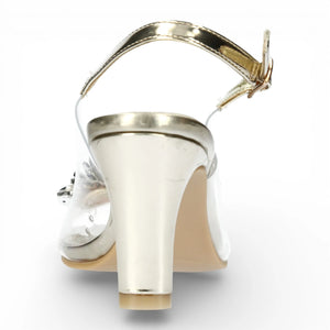 Mira 05 - Women’s Clear Golden Slip-On Heel Sandals - Laura Vita - 5