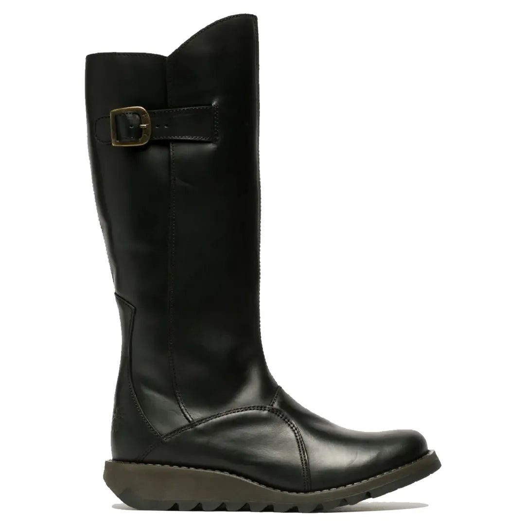 MOL2 - Women's Wedge Heel Knee High Leather Boots - Black - Fly London - 1