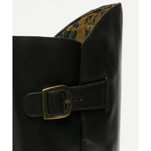 MOL2 - Women's Wedge Heel Knee High Leather Boots - Black - Fly London - 5
