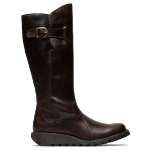 MOL2 - Women's Wedge Heel Knee High Leather Boots - Brown - Fly London - 7