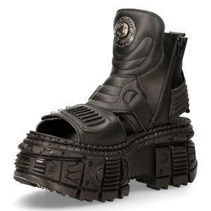 Botas negras de cuero goticas New Rock Punk WALL083C-S5 Unisex Negro Metalizado - New Rock - 5