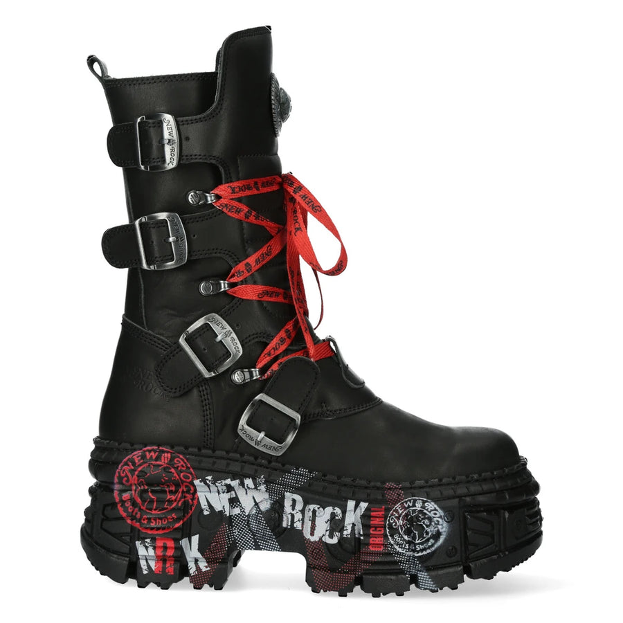 New Rock WALL028B-C1 - Czarne buty skórzane unisex na platformie gotyckie - New Rock - 1