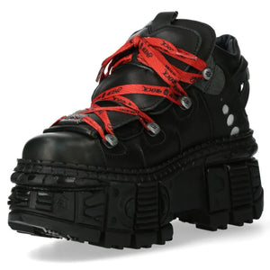 New Rock Buty za kostkę WALL106-C9 Uniseksowe metaliczno-czarne skórzane na platformie gotyckie - New Rock - 5
