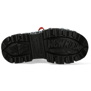 New Rock Buty za kostkę WALL106-C9 Uniseksowe metaliczno-czarne skórzane na platformie gotyckie - New Rock - 7