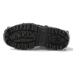 New Rock Boots WALL106-S10 Unisex Metallic Black Leather Platform Gothic Boots - New Rock - 7