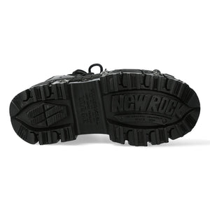 Bottines New Rock WALL106-S25 boots unisexe cuir noir détails métalliques semelle compensée style gothique - New Rock - 7