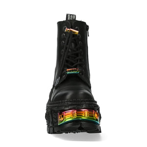 New Rock Boots WALL83CCT-S8 Unisex Metallic Black Leather Platform Gothic Boots - New Rock - 4
