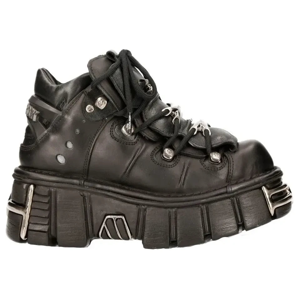 New Rock M106-s1 unisex metaliczno czarne gotyckie buty ze skóry - New Rock - 1
