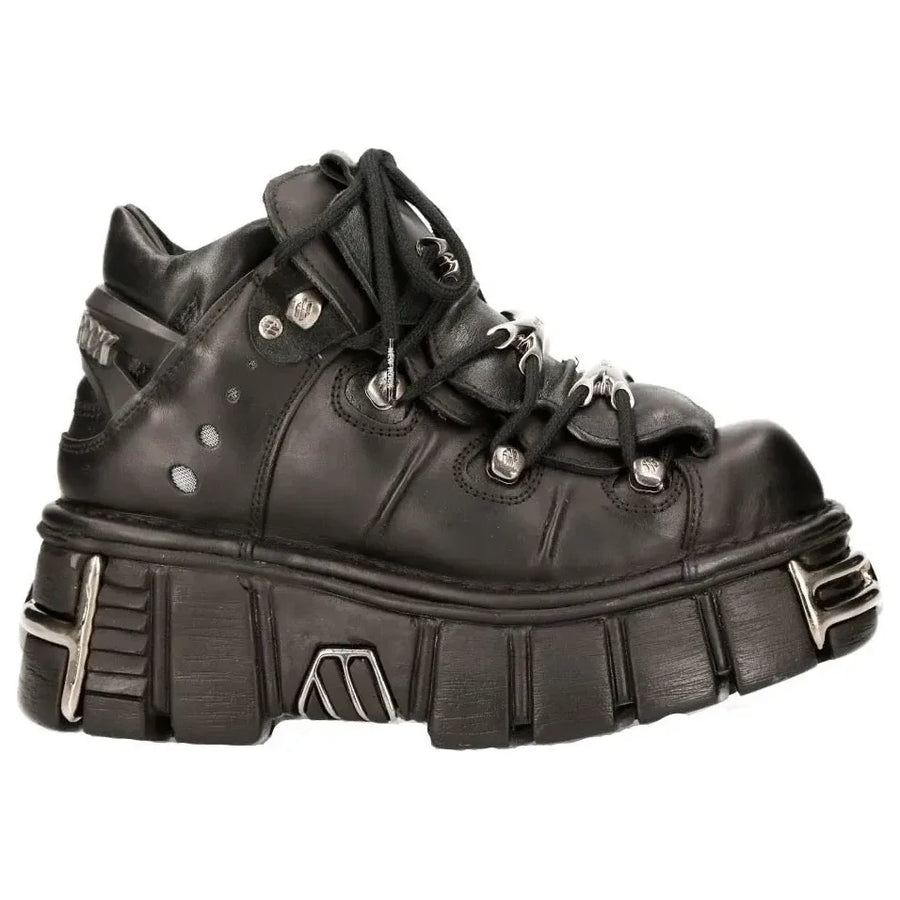 New Rock M106-s1 unisex metaliczno czarne gotyckie buty ze skóry - New Rock - 1
