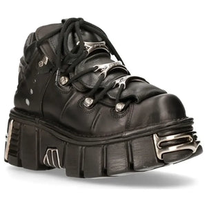 New Rock M106-s1 unisex metaliczno czarne gotyckie buty ze skóry - New Rock - 2